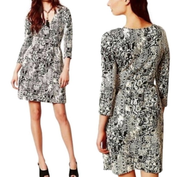 Anthropologie HD in Paris Dress Womens Extra Small XS Snakeskin Print - Picture 2 of 10